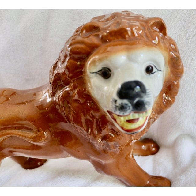 Vintage Staffordshire Porcelain Lions - A Pair For Sale In Charlotte - Image 6 of 7