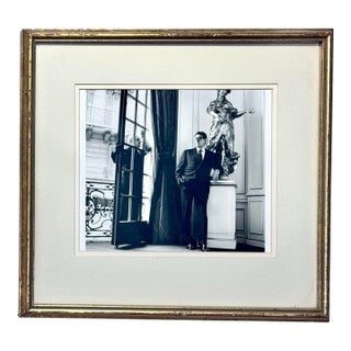 Reproduction Black & White Print of Yves Saint Laurent & Pierre Bergé, Paris 1996 Photographed by Helmut Newton For Sale
