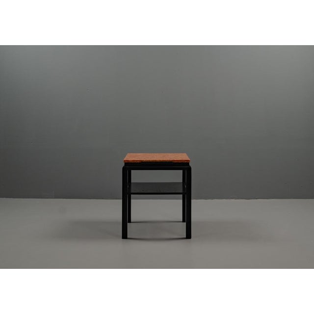 Art Deco Side Table in Black Lacquer with Red Marble Top, Germany, 1925 For Sale - Image 5 of 17