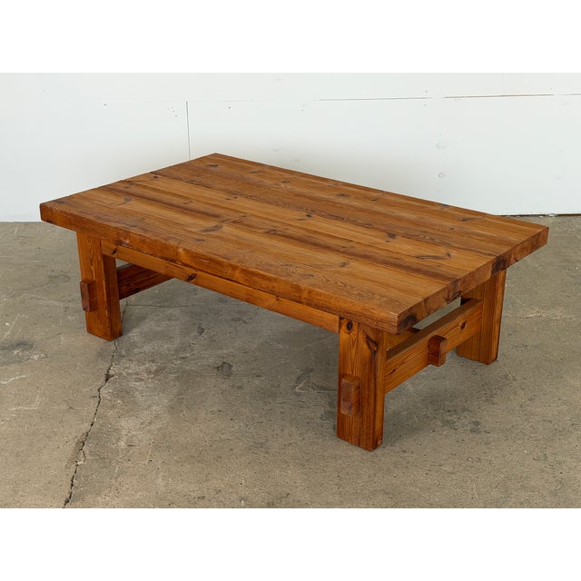 Wood Mid-Century Modern Brutalist Pomeranian Pine Coffee Table, Denmark, 1970s For Sale - Image 7 of 7