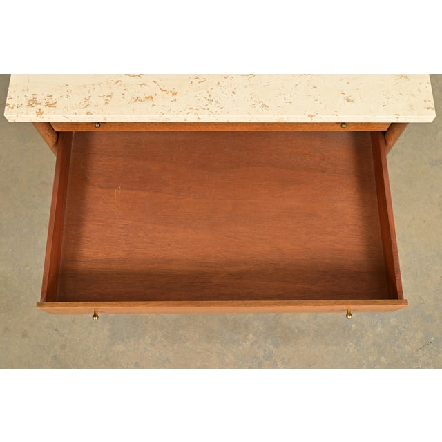 Paul McCobb Connoisseur Collection Mahogany and Travertine Top Cocktail Table, 1950s For Sale - Image 9 of 13