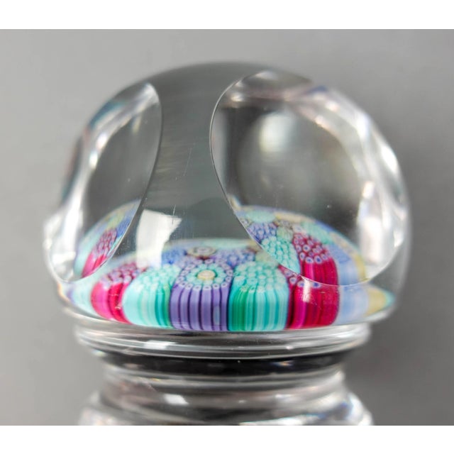 Whitefriars 1974 Millefiori Close Pack Canes Faceted Glass Pedestal Paperweight For Sale - Image 9 of 10