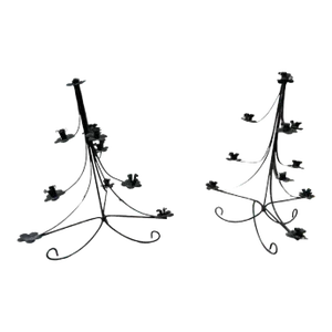 Vintage Wrought Iron Tree-Shaped Candleholders - a Pair