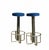 Mid-Century Modern Vintage Blue Velvet and Chrome-Plated Metal Bar Stools, Italy, 1970s, Set of 2 For Sale - Image 3 of 6