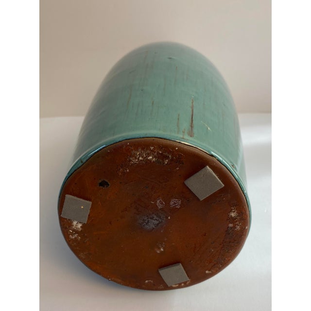 Mid 20th Century Large Mid-Century Modern Blue Glazed Studio Pottery Stem Vase For Sale - Image 5 of 5