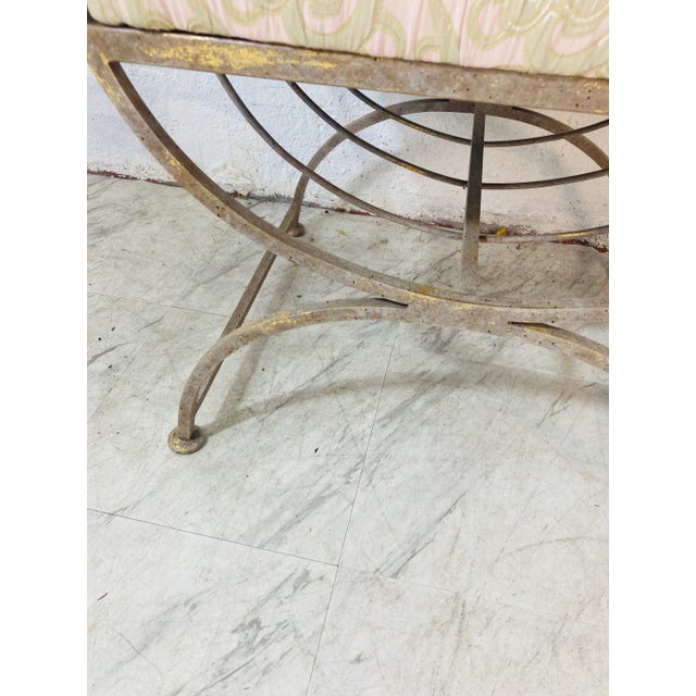 Hollywood Regency Vintage Iron Bench, Newly Upholstered For Sale - Image 3 of 6