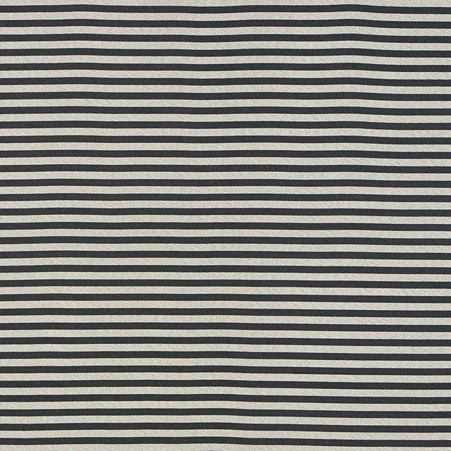 Sample - Schumacher Geoffrey Metallic Stripe Fabric in Smoke For Sale