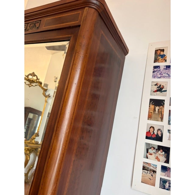 Antique French Empire Mahogany Mirrored Armoire For Sale In West Palm - Image 6 of 16