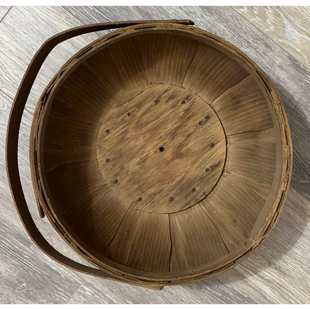 Vintage Mid 20th Century Wood Planks Gathering Basket For Sale - Image 9 of 10