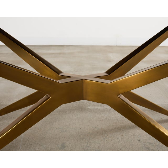 Wood Midcentury Style Brass Base Walnut Writing Table Desk For Sale - Image 7 of 12