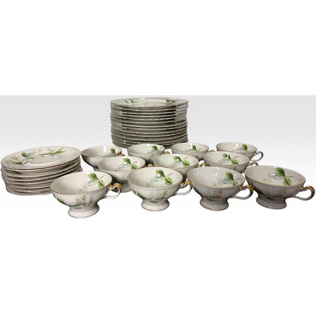 Ceramic Vintage Theodore Haviland New York Orange Blossom Fine China Dinnerware 88 Piece Set For Sale - Image 7 of 18