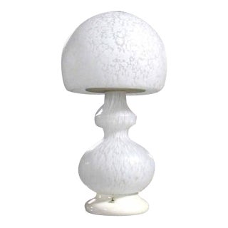 Textured Milk Glass Mushroom Table Lamp For Sale