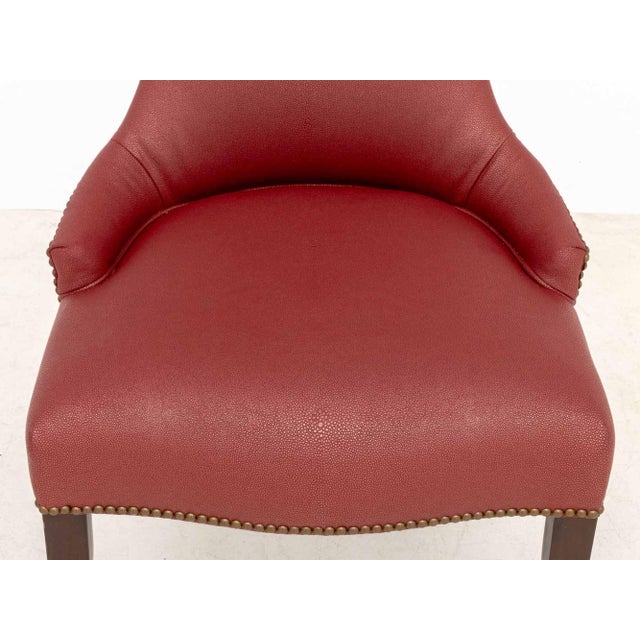 Wood Contemporary Red Upholstered Chairs, Pair For Sale - Image 7 of 9