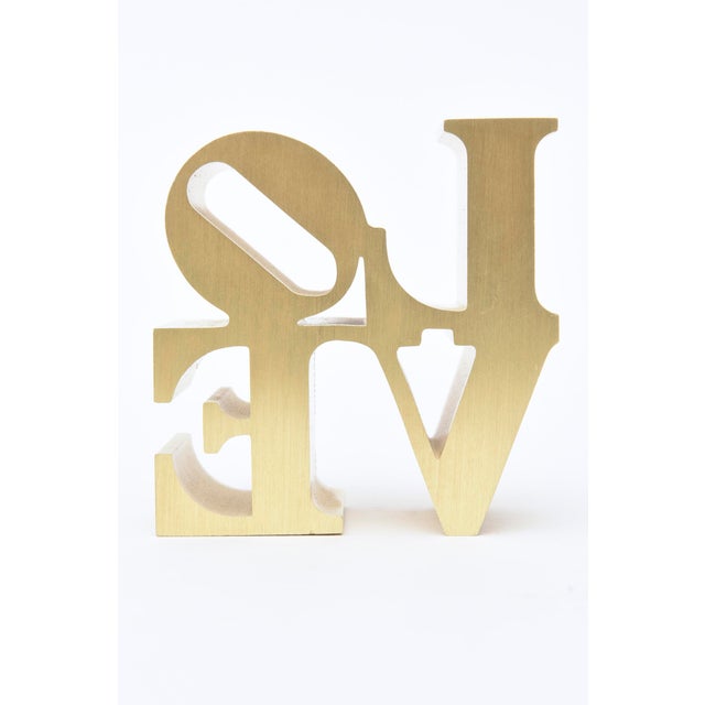 Vintage 1970's Robert Indiana Brass Love Paperweight Sculpture For Sale In Miami - Image 6 of 8