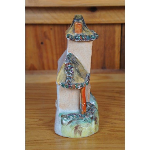19th Century Antique 19th Century English Staffordshire Porcelain Manor House Figurine For Sale - Image 5 of 12