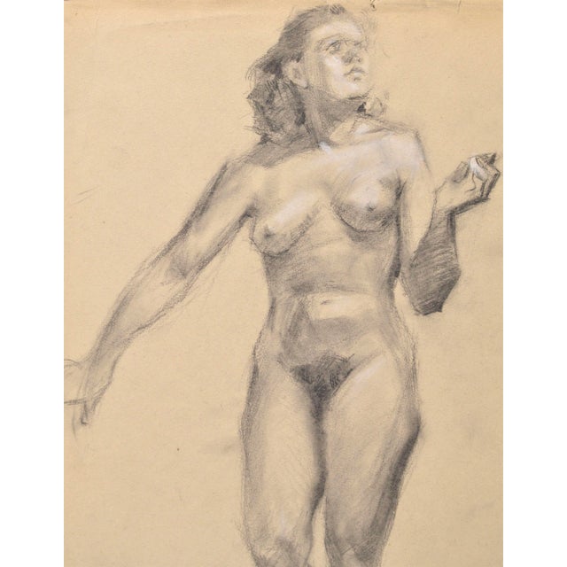 Albert Goltjakov, Nude Act, 1960s, Mixed Media For Sale - Image 3 of 4