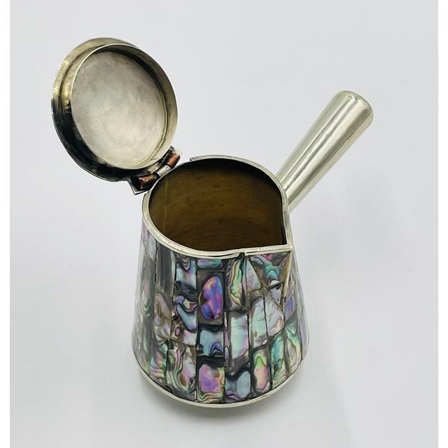 1960s Mexican Alpaca & Abalone Sugar and Creamer Set, Mexican Modernism, by LHG For Sale - Image 11 of 18