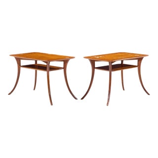 t.h. Robsjohn Gibbings for Widdicomb Mid Century Bleached Mahogany Sabre Side End Tables - Pair For Sale