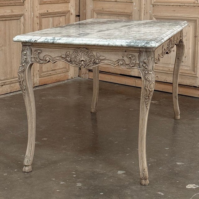 Antique 19th Century Louis XV Stripped Table With Marble Top For Sale - Image 9 of 18