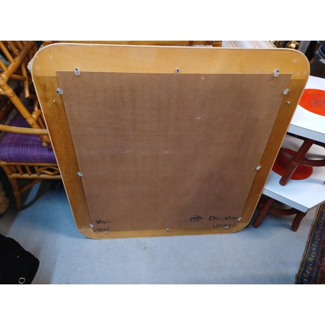 Vintage coastal pencil reed square wall mirror. Natural blonde pencil reed color. Part of a larger set available...