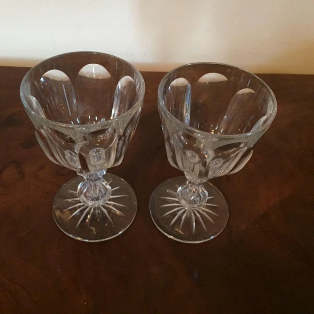 19th Century American Glass Cut Crystal Wine Goblets - A Pair For Sale - Image 4 of 11
