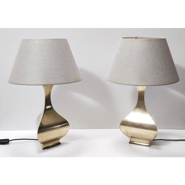 Postmodern Brass Table Lamps attributed to Montagna Grillo and Tonello, Italy, 1970s, Set of 2 For Sale - Image 12 of 12
