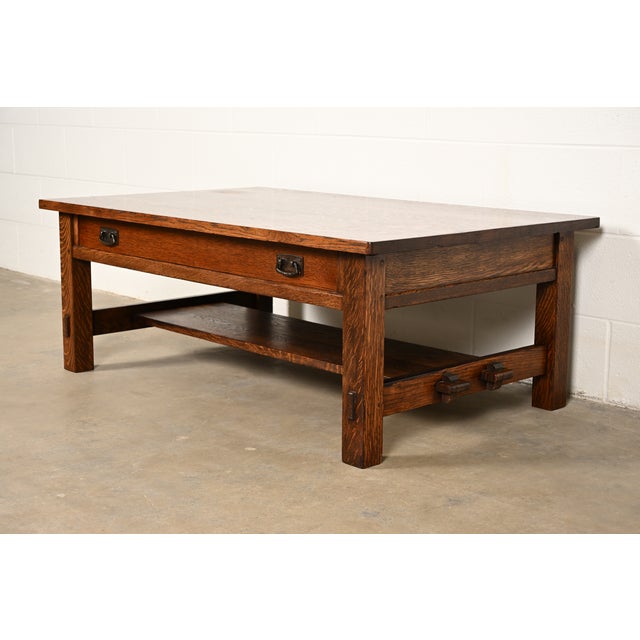 L. & J. G. Stickley Antique Mission Oak Arts & Crafts Coffee Table, Circa 1910 For Sale - Image 13 of 13