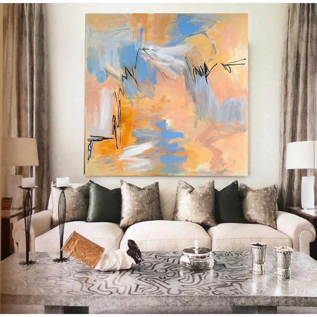 Tan "Embers" by Trixie Pitts Large Abstract Expressionist Oil Painting For Sale - Image 8 of 12