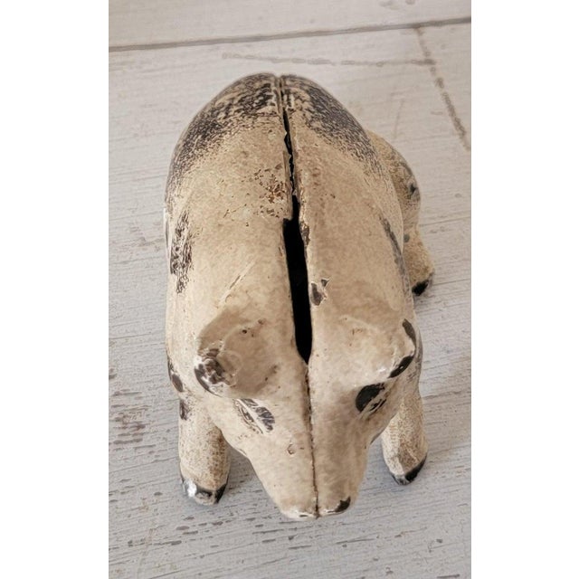 Folk Art Mid 20th Century Original Painted Iron Pig Bank For Sale - Image 3 of 4