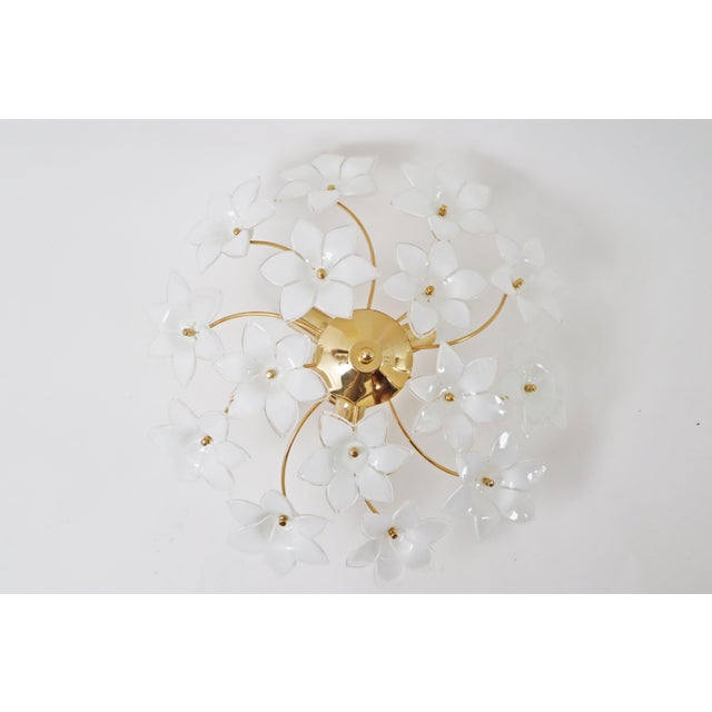 Austrian White Murano Flowered Glass Hanging Lamp, 1990s For Sale - Image 13 of 18