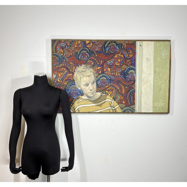 Mid-Century Modern Portrait of the Artist's Son by Philip Behymer (1936–2013) Offered is a striking and deeply personal...