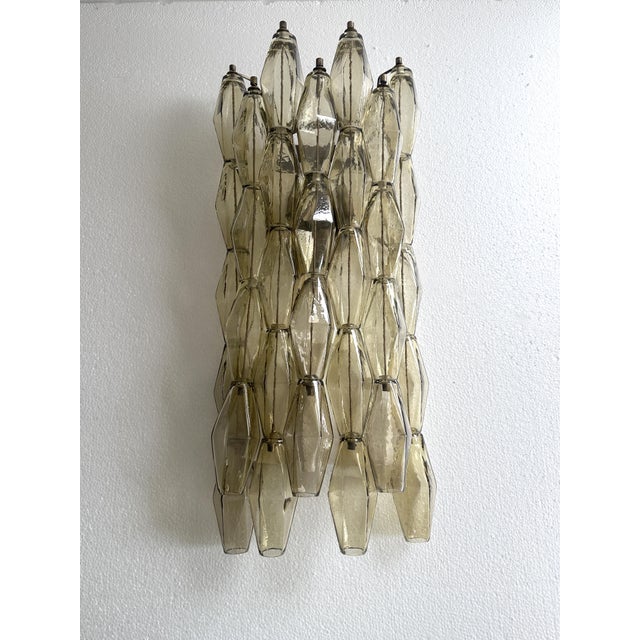 Contemporary Brunish- Brunito "Poliedri" Murano Glasss Walls Conces in Venini Style by Simoeng - Set of Two For Sale - Image 6 of 7
