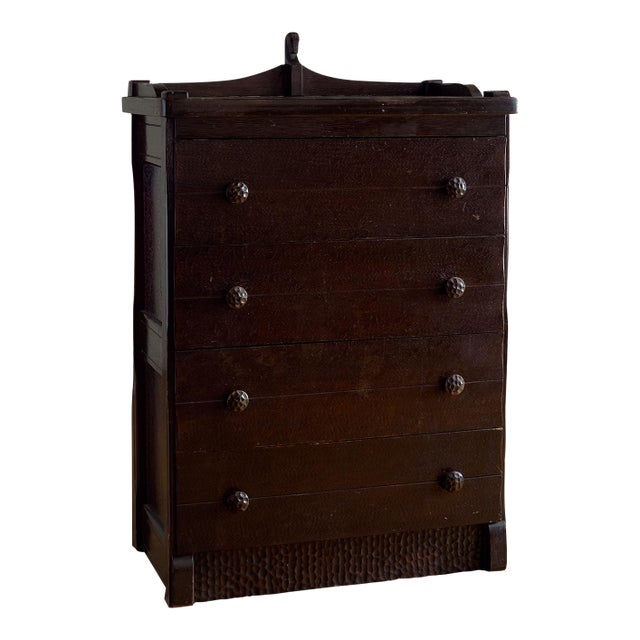 The 1920s Antique Mahogany Chest of Drawers With Horse Carving For Sale