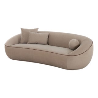Jenny Taupe Faux Mohair Sofa For Sale