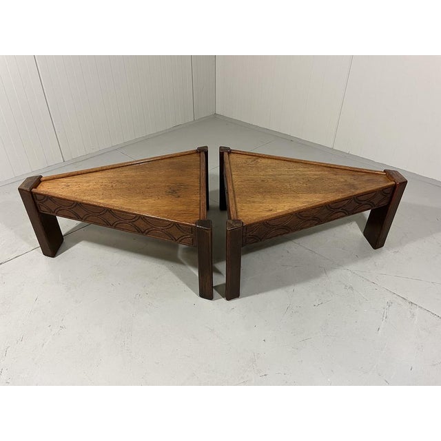 Mid-Century Modern Brutalist Oak Coffee Side Tables, 1970s, Set of 2 For Sale - Image 3 of 18