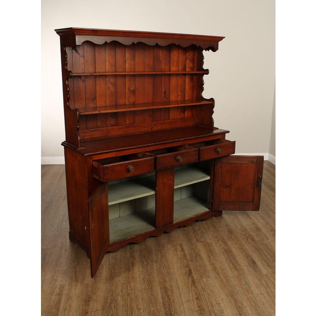 Farmhouse Antique Country Pine Server and Hutch For Sale - Image 3 of 12