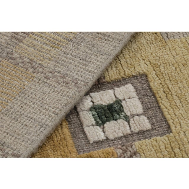 Rug & Kilim’s Scandinavian Style Custom Rug in Gold, Beige-Brown Geometric Patterns - 12x16 For Sale In New York - Image 6 of 7