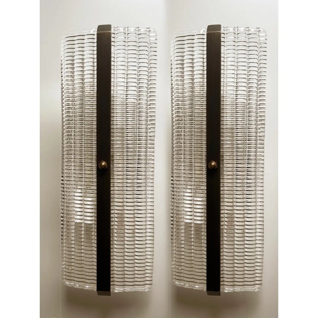 Murano Contemporary Rectangular Diamond-Motif Murano Glass Sconces — Set of Four For Sale - Image 4 of 8