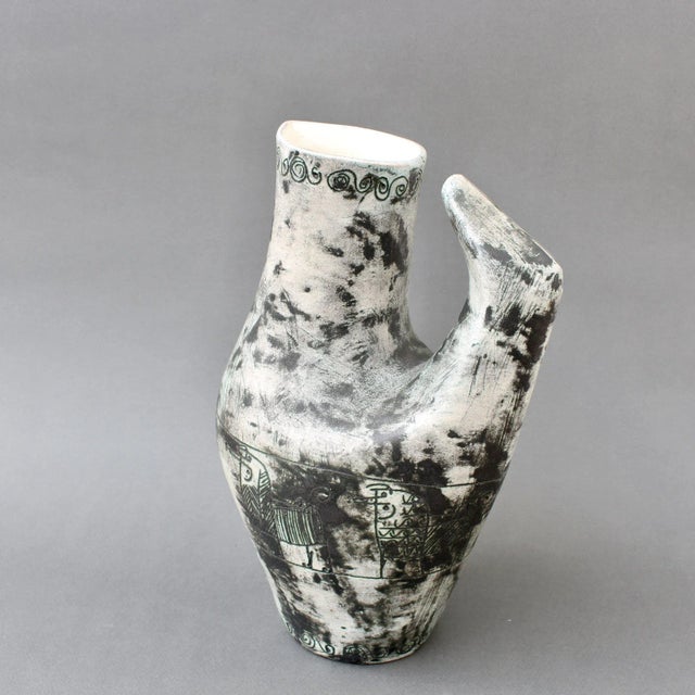 Charcoal French Ceramic Zoomorphic Pitcher by Jacques Blin, 1950s For Sale - Image 8 of 18