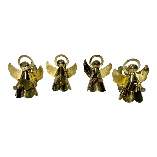 Holiday Polished Brass Angel Napkin Rings - Set of 4 For Sale