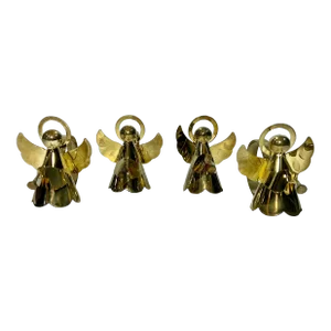 Vintage Holiday Polished Brass Angel Napkin Rings - Set of 4