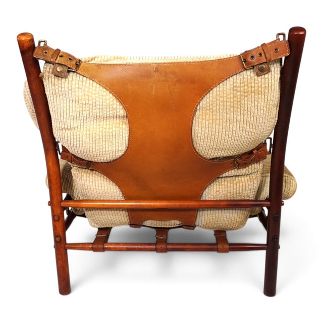 Inca Lounge Chair with Ottoman Corduroy Upholstery from Arne Norell Ab, 1970, Set of 2 For Sale - Image 11 of 18