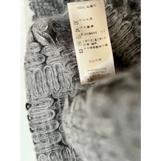 Gray Burberry Mohair Windowpane Wrap Scarf, Made in Italy For Sale - Image 8 of 10