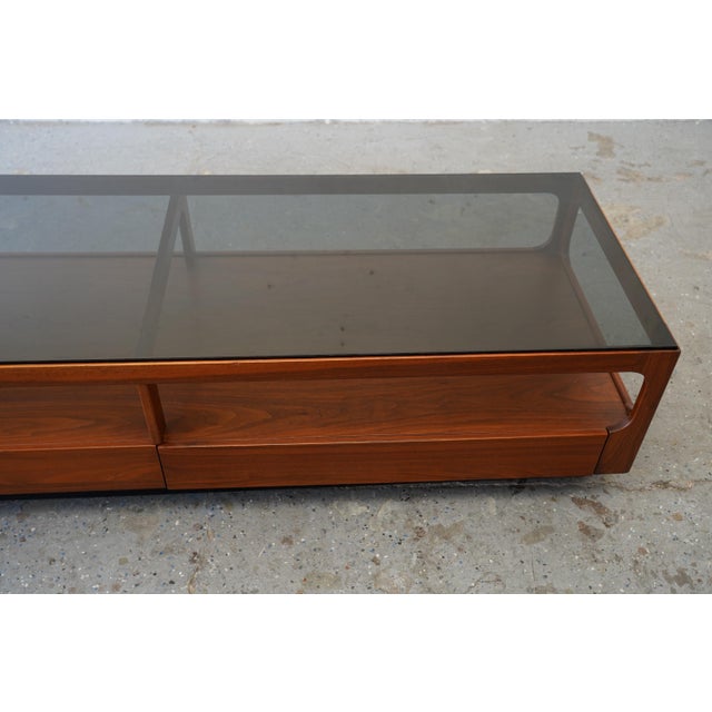 1960s John Keal Brown Saltman Mid-Century Modern Coffee Table W Smoked Glass Top For Sale - Image 9 of 16