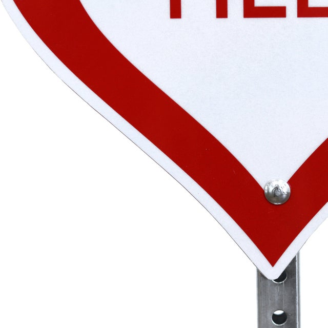 Standing Yield - Original Freestanding Pop Art Steel Street Sign Sculpture by Scott Froschauer For Sale - Image 4 of 9