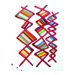 Contemporary Abstract Acrylic on Montval Paper "Jive 1" by Martina Nehrling For Sale