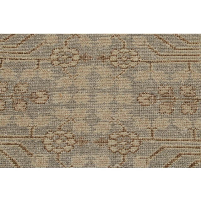 Rug & Kilim Rug & Kilim Distressed Khotan Style Rug in Gray With Beige-Brown Classic Pattern For Sale - Image 4 of 7