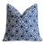 Coastal Nautical Blue & White Modern Geometric Stars Feather/Down Pillow 22" Square For Sale