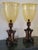 Vintage Pair of Amber Glass and Wood Photophores Hurricane Lamps For Sale In Philadelphia - Image 6 of 6