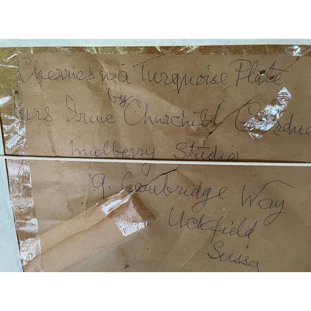 1920s 1920s Still Life Painting of a Bowl of Cherries by Irene Churchill Gardner, Framed For Sale - Image 5 of 6